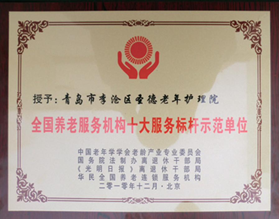 全國養(yǎng)老服務(wù)機(jī)構(gòu)十大服務(wù)標(biāo)桿示范單位